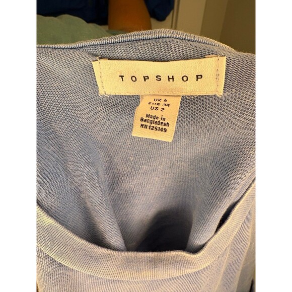 Topshop Crop Top Blue Cotton Tee size 2 - Picture 6 of 6